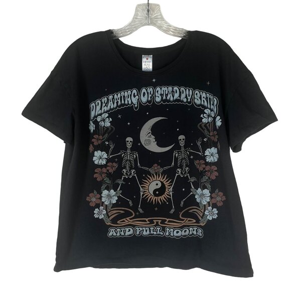 Messy Buns Lazy Days Graphic Tshirt Womens Large Gary Dreaming Starry Skies - Picture 1 of 8